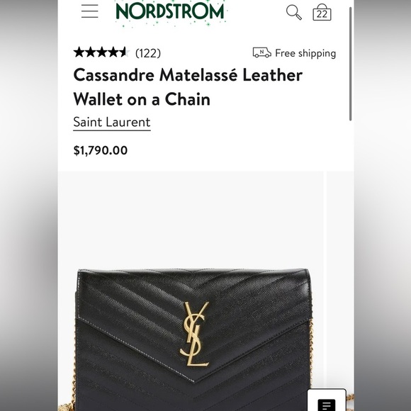 YSL Cassandre envelope black wallet on chain - Picture 13 of 13